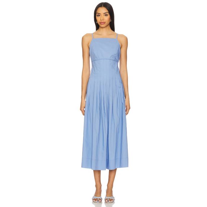 ミンクのコートサクラ色 Minkpink 【 Avalon Square Neck Midi Dress Women Jacaranda Blue 】 御召しもの レディース 青味 青み