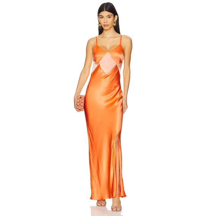 ミンクのコートサクラ色 Minkpink 【 Orla Colour Block Midi Dress Women Orange \u0026Amp; Peach 】 お召しもの レディース orange 橙・オレンジ色