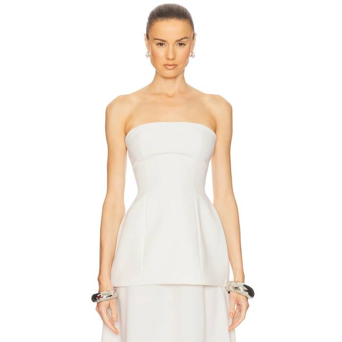 Helsa 【 The Heavy Crepe Tunic Top Women Ivory 】 縮緬 レディース 象牙色