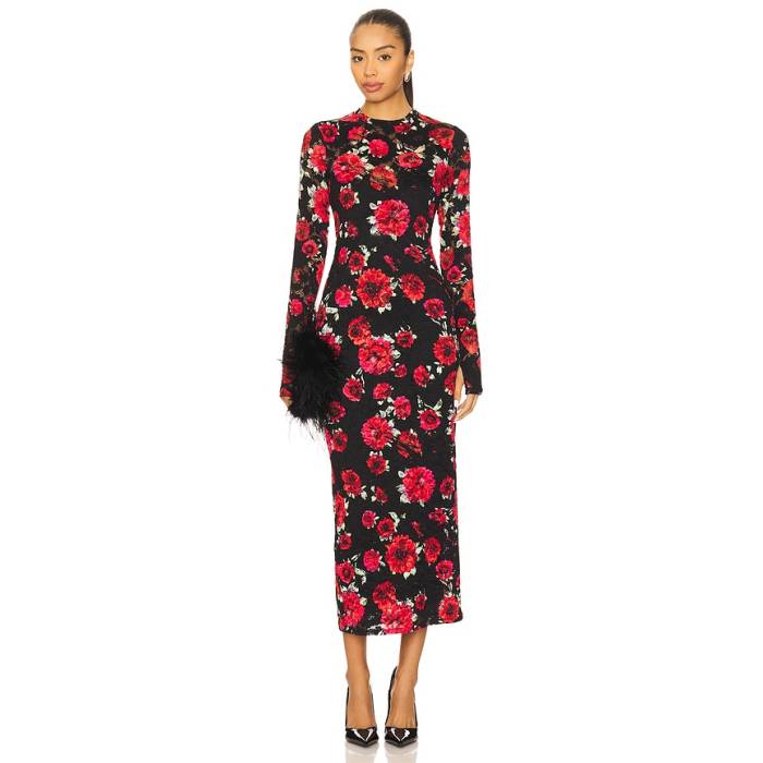 Afrm 【 Ashland Crochet Lace Dress Women Painted Roses 】 御召しもの レディース