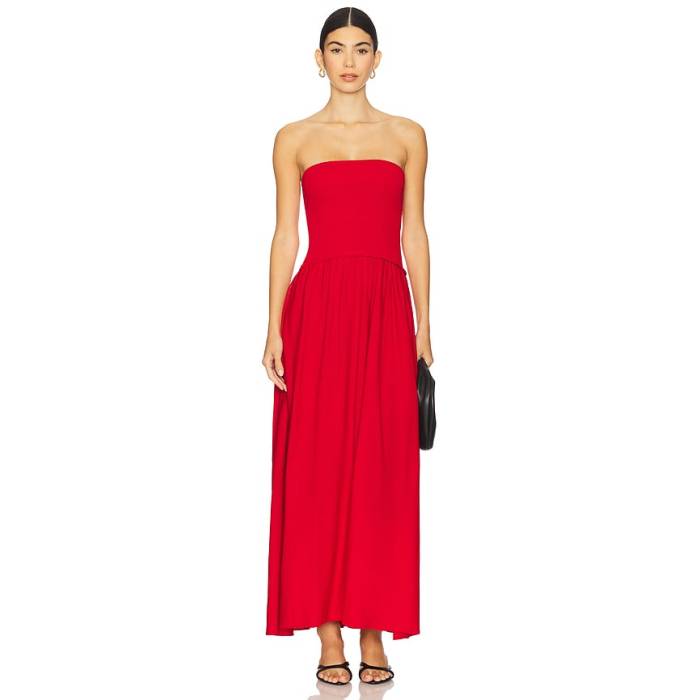 Solid \u0026 Striped 【 The Strapless Soglio Dress Women Lipstick Red 】 お召しもの レディース Red 赤・赤いこと