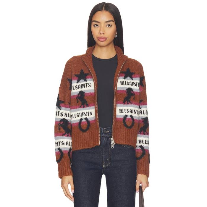 オールセインツ Allsaints 【 Epona Cardigan Women Cognac Brown 】 ジレー レディース 赤銅色 赤銅色