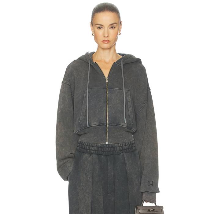 Helsa 【 The Full Zip Hoodie In Fleece Women Vintage Distressed Black 】 フーディー パーカー フリース レディース vintage ビンテージ・ヴィンテージ 黒いこと 黒いこと