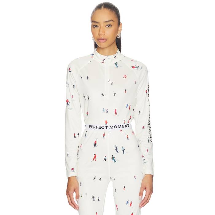 文句なし・ちょっとの間 Perfect Moment 【 1/4 Zip Base Layer Top Women Dede Ski Print 】 レディース