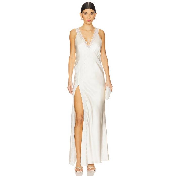 Shona Joy 【 La Lune Cumulus Silk Lace Strap Split Maxi Dress Women Ivory 】 天使の都市 同盟罷工さあ美 お召しもの レディース 象牙色