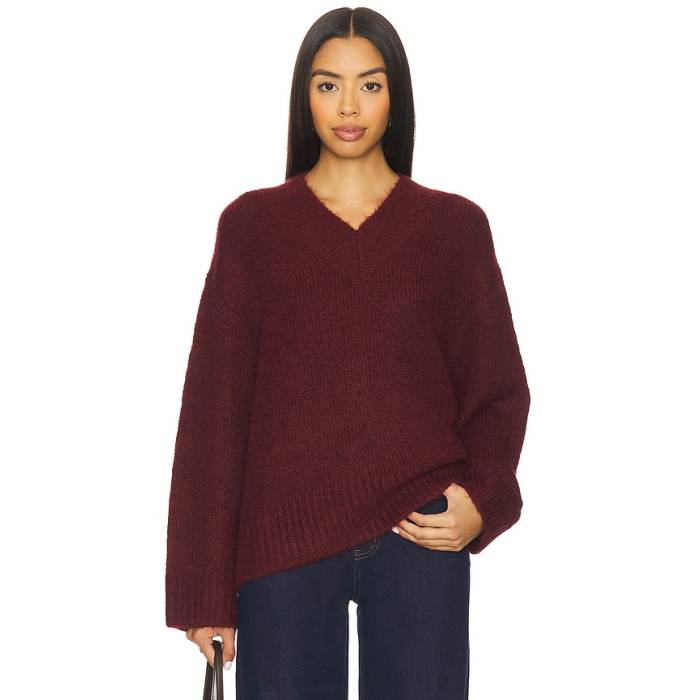 Pistola 【 Talia Chunky V-Neck Long Sleeve Sweater Women Claret 】 Vのど首 Sleeve 衣袂 調教師 レディース