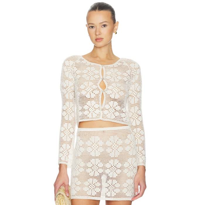 Calle Del Mar 【 Daisy Chain Crochet Cardigan Women Natural 】 ジレー レディース 自然的
