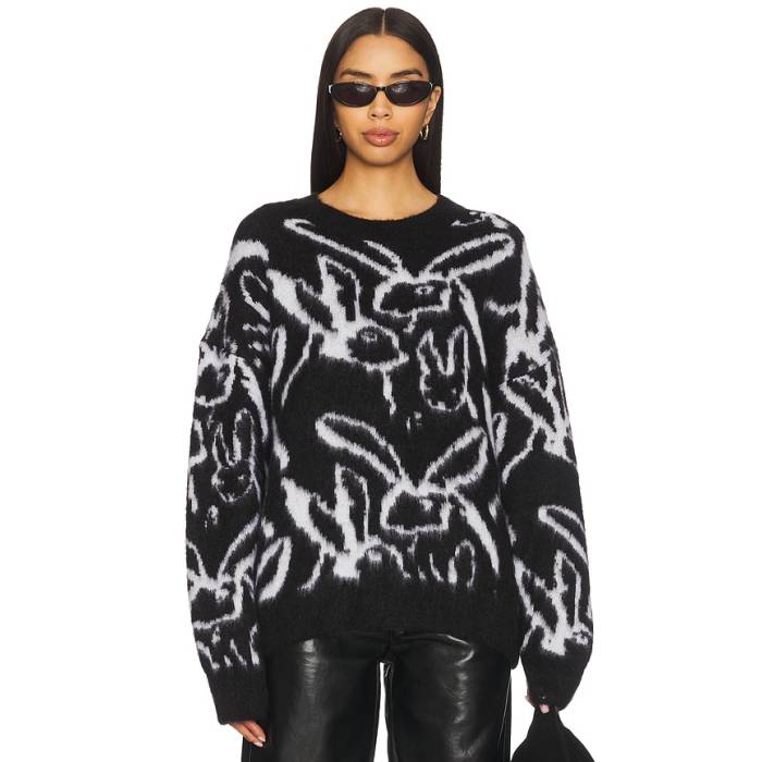 Msgm 【 Sketched Bunnies Sweater Women Black \u0026Amp; White 】 調教師 レディース 黒いこと 黒いこと 白いこと 白いこと