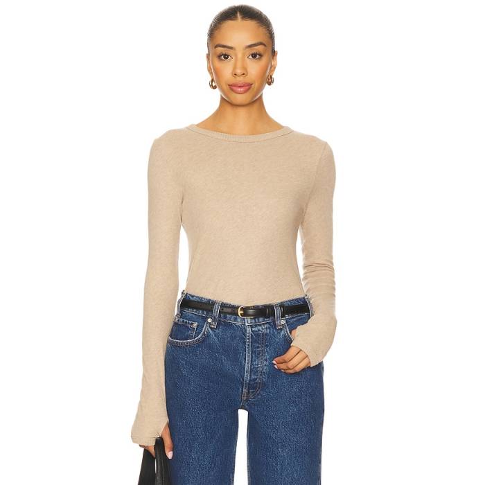 Enza Costa 【 New Classic Long Sleeve Crew Top Women Khaki 】 クラシック Sleeve スリーブ クルー レディース カーキ|スニケス