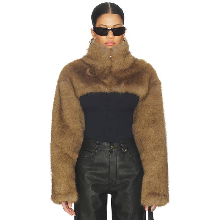 Msgm 【 Faux Fur Cropped Jacket Women Beige 】 Jacket 上衣 レディース ベージュ