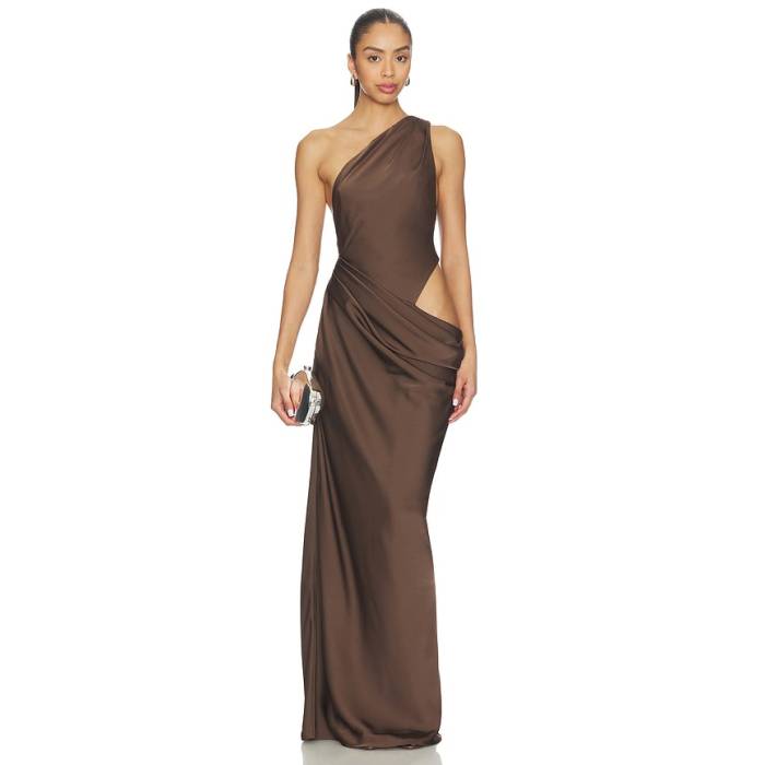 Misha 【 The Isadora Satin Maxi Dress Women Carafe 】 繻子 御召しもの レディース