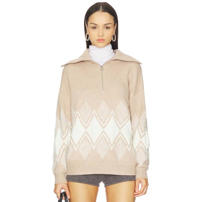 バーリー Varley 【 Betty Jacquard Half Zip Sweater Women Light Taupe 】 二分の一 調教師 レディース