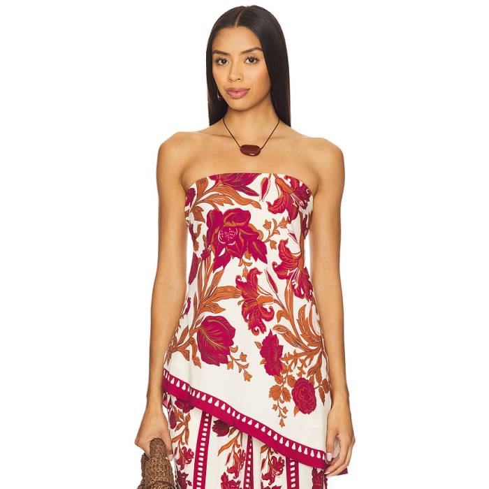 Rococo Sand 【 Asymmetrical Strapless Top Women Ivory \u0026Amp; Burgundy 】 レディース 象牙色 ぶどう酒色・バーガンディー
