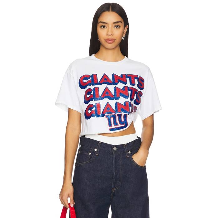 ジャンクボンネット Junk Food 【 Giants Repeat Glitter Crop Tee Women White 】 ジャイアンツ Crop クロップ プルオーバー レディース 白いこと 白いこと