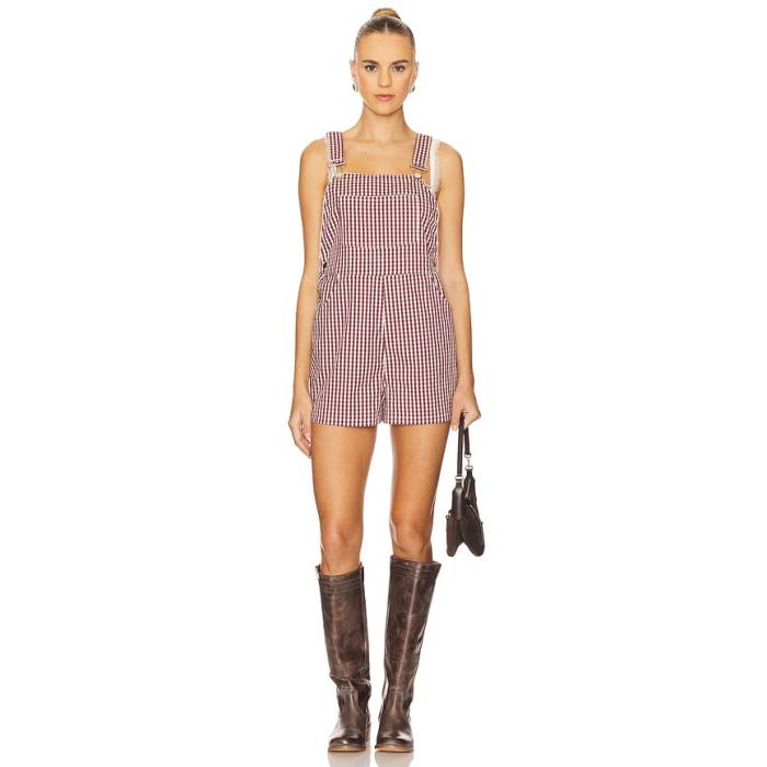 Weworewhat 【 Basic Short Overall Women Plum \u0026Amp; Ivory Multi 】 レディース 象牙色