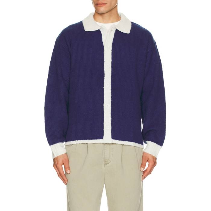 Bound 【 Oxford Wool Button Up Knit Shirt Men Blue 】 オックスフォード 編み物 メンズ 青味 青色