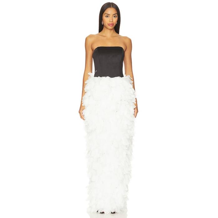 Selezza London 【 Strapless Floral Applique Dress Women Lily White 】 御召しもの レディース 白いこと 白いこと