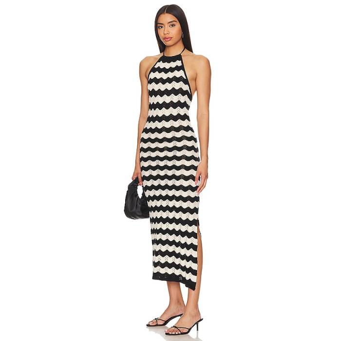 Capittana 【 Cornelia Dress Women Black \u0026Amp; Stripes 】 御召しもの レディース 黒いこと 黒いこと