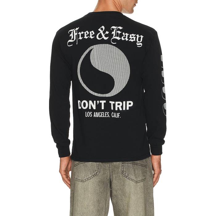 Free \u0026 Easy 【 On Hood Long Sleeve Tee Men Black 】 Sleeve 捩り ティーシャツ メンズ 黒いこと 黒いこと メンズファッション-トップス-カジュアルシャツ