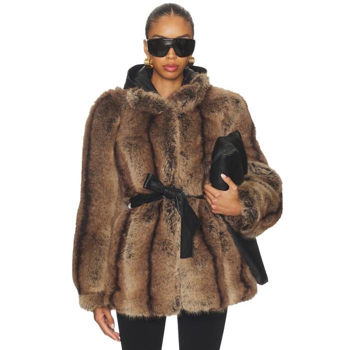 Mimchik 【 Penny Faux Fur Coat Women Tobacco 】 ペニー レディース 葉巻きタバコ