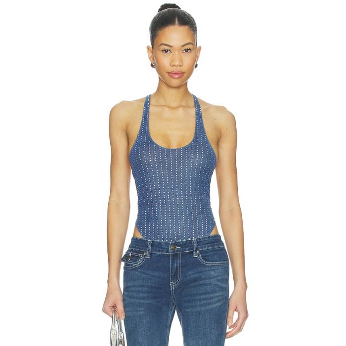 スビ Ksubi 【 Lara Mesh Bodysuit Women Pinstripe Krystal 】 上半身背広 レディース