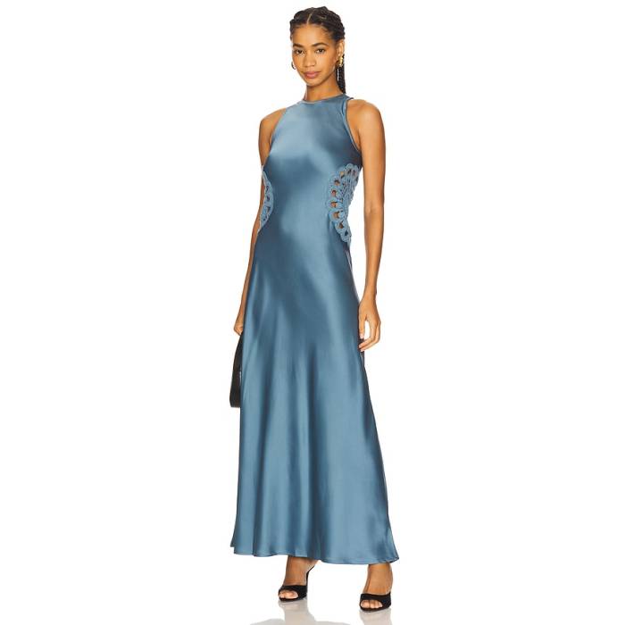 4Th \u0026 Reckless 【 Aver Satin Maxi Dress Women Blue 】 繻子 御召しもの レディース 青碧 青碧