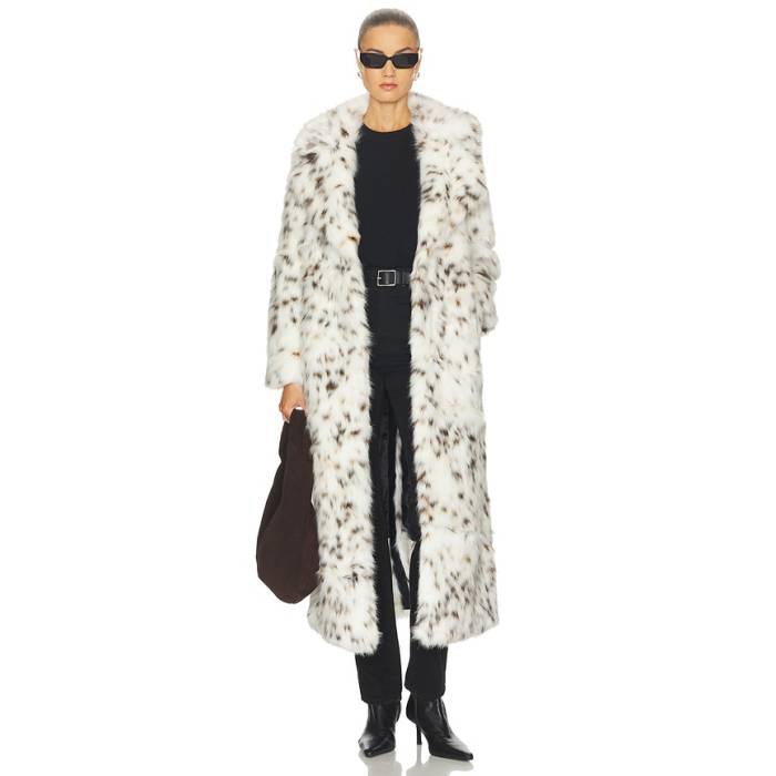 アパ栗鼠 Apparis 【 Gabrielle Snow Leopard Maxi Coat Women Blanc Multi 】 ヒョウ柄 レオパード レディース 空白文字