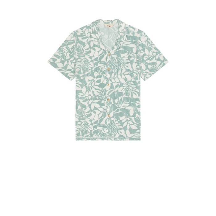 Faherty 【 Cabana Towel Terry Shirt Men Poolside Foliage Teal 】 メンズ