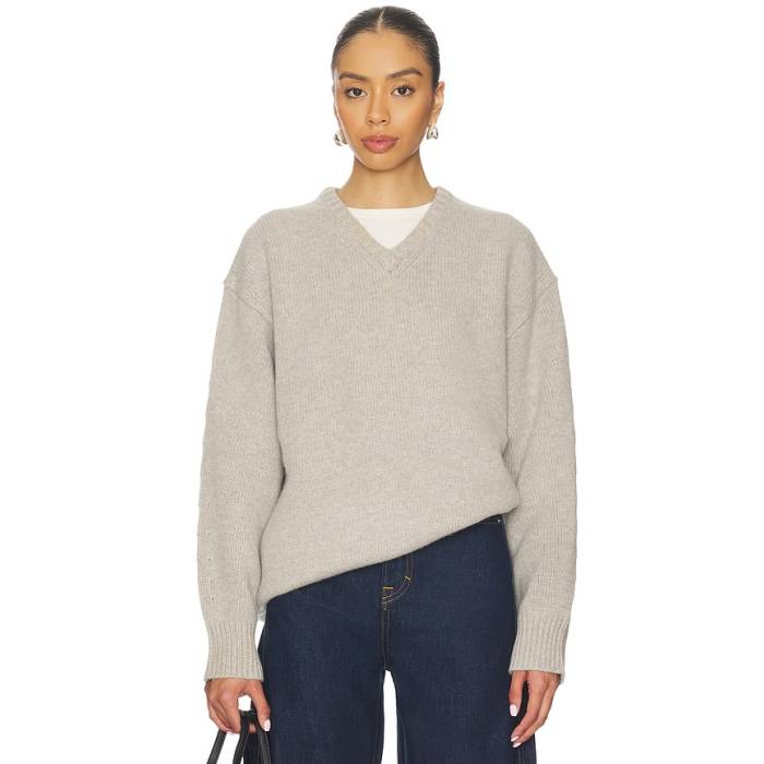 Eaves 【 Zelia V-Neck Sweater Women Oatmeal 】 Vのど首 調教師 レディース