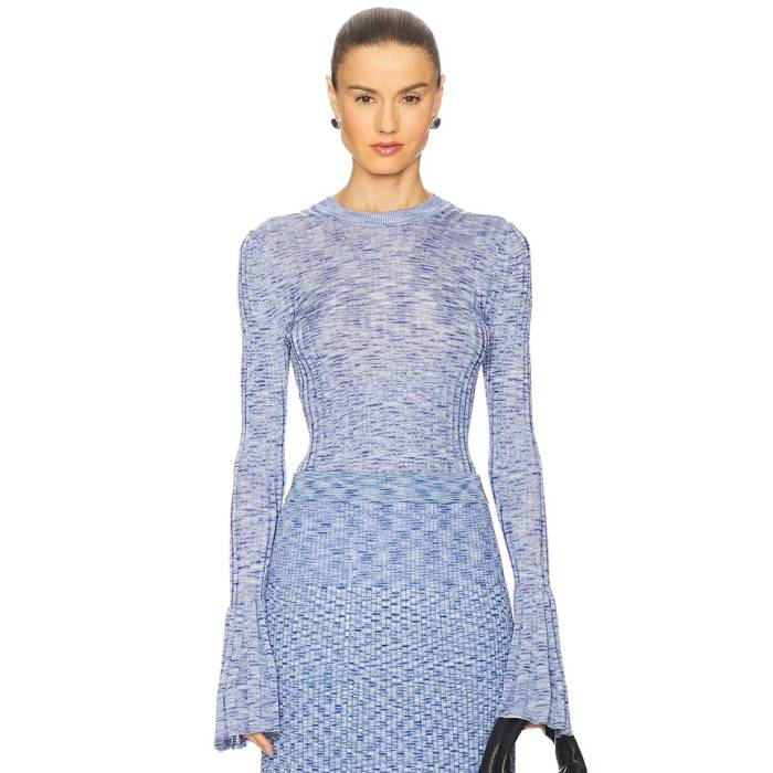 ジマーマン Zimmermann 【 Mouline Long Sleeve Top Women Blue Multi 】 Sleeve 捩り レディース 青味 青み