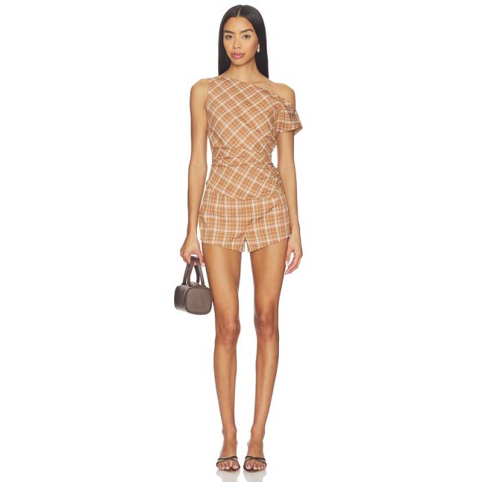 Superdown 【 Torie Short Set Women Brown Plaid 】 レディース 赤銅色 赤銅色