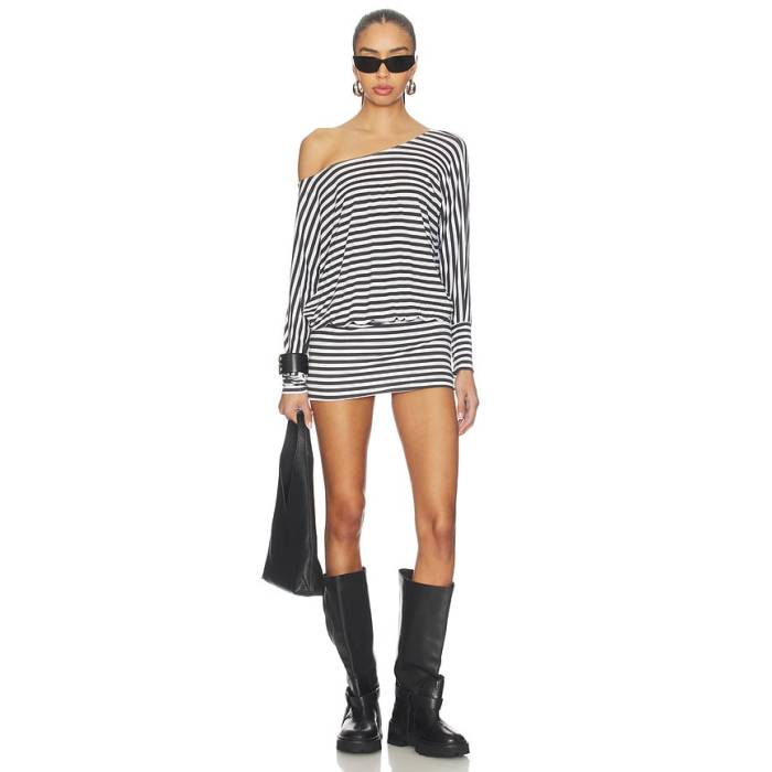 Niihai 【 Charli Dress Women Black \u0026Amp; White Stripes 】 お召しもの レディース 黒いこと 黒いこと 白いこと 白いこと