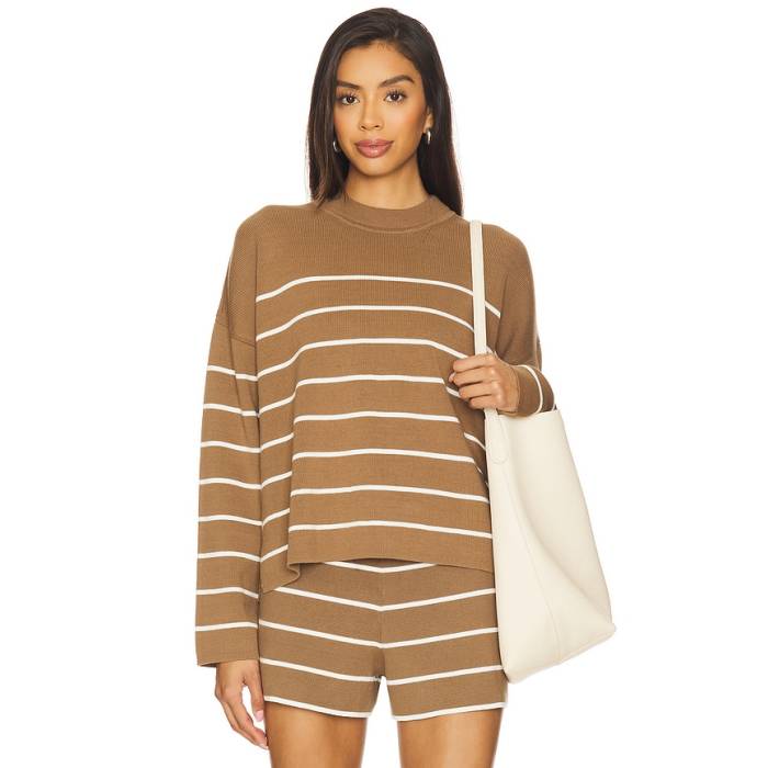 La Ligne 【 Leo Sweater Women Tan \u0026Amp; Cream 】 調教師 レディース 皮膚軟化剤