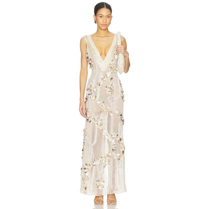 Patbo 【 Seashell Embroidery Gown Women Off White 】 レディース 白いこと 白いこと