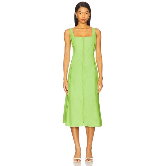 La Ligne 【 Tealength Dress With Trim Detailing Women Parrot Green 】 御召しもの レディース green 緑・緑であること