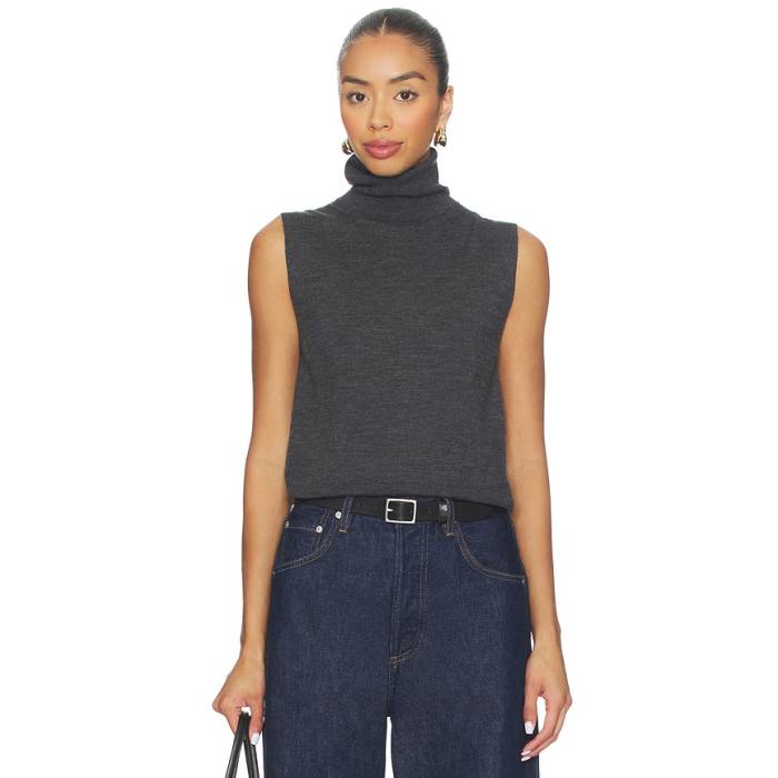 Leset 【 James Sleeveless Turtleneck Women Charcoal Grey 】 ウィリアム・ジェームズ Sleeveless ノン捩り レディース 濃灰色 薄墨色 薄墨色