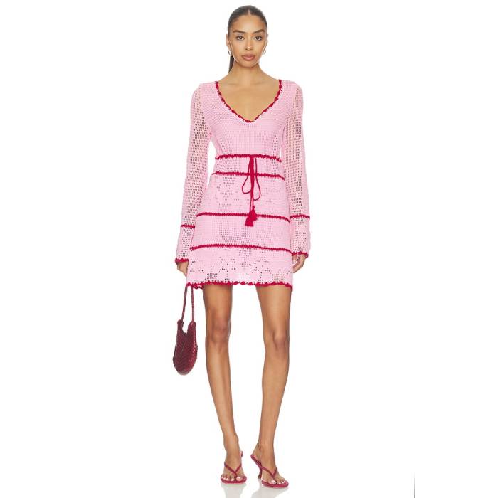 Saylor 【 Stephanie Dress Women Pink \u0026Amp; Red 】 お召しもの レディース pink サクラ色 Red 赤・赤いこと