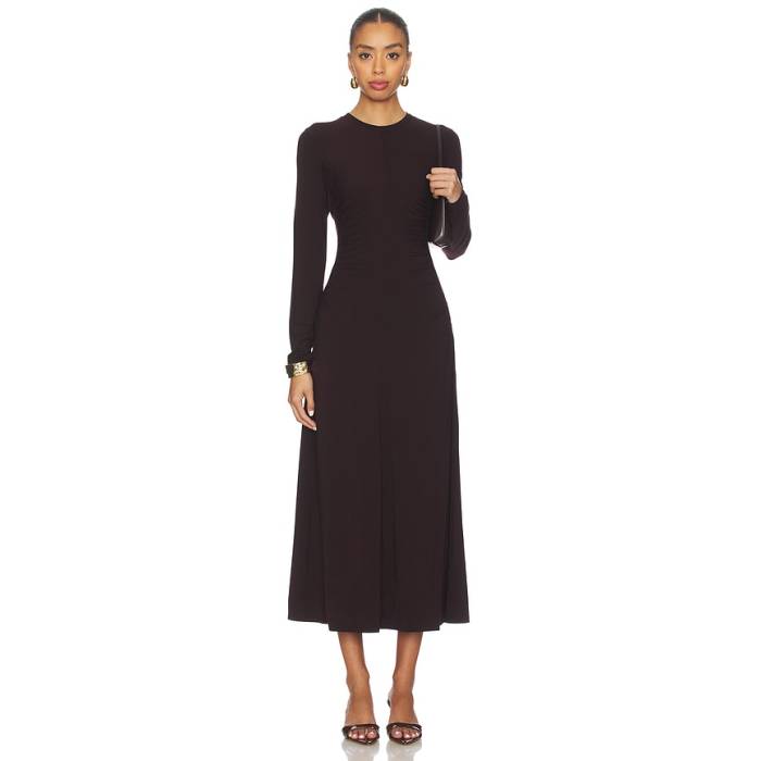 ヴィンス Vince 【 Curved Seam Rouched Dress Women Dark Fig 】 お召しもの レディース