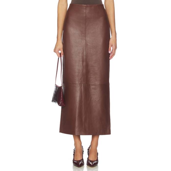 St. Agni 【 Leather Column Skirt Women Rum 】 なめし革 レディース