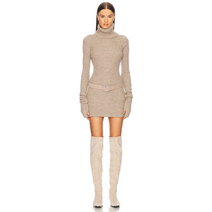 Helsa 【 Lauren Mini Knit Dress Women Beige 】 編み物 お召しもの レディース ベージュ レディースファッション-ドレス