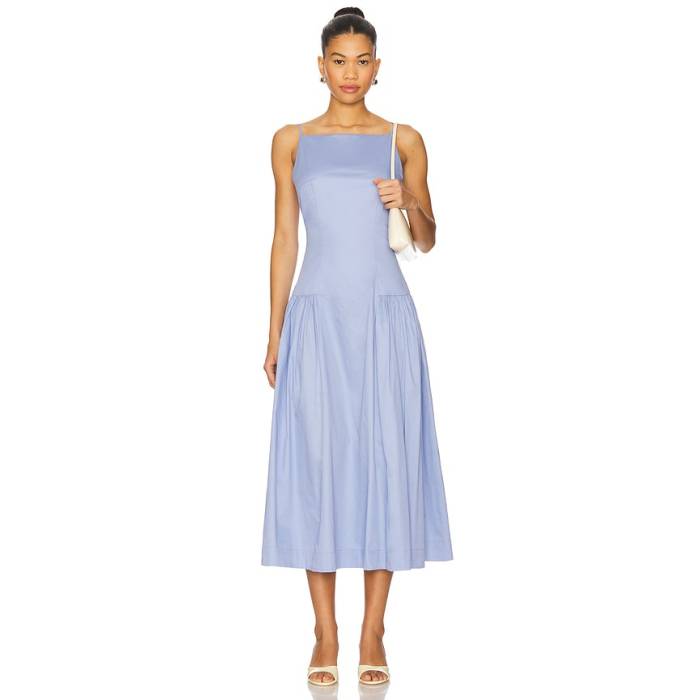 Astr The Label 【 Drop Waist High Neck Dress Women Cornflower Blue 】 ハイ ドレス レディース 青色 ブルー
