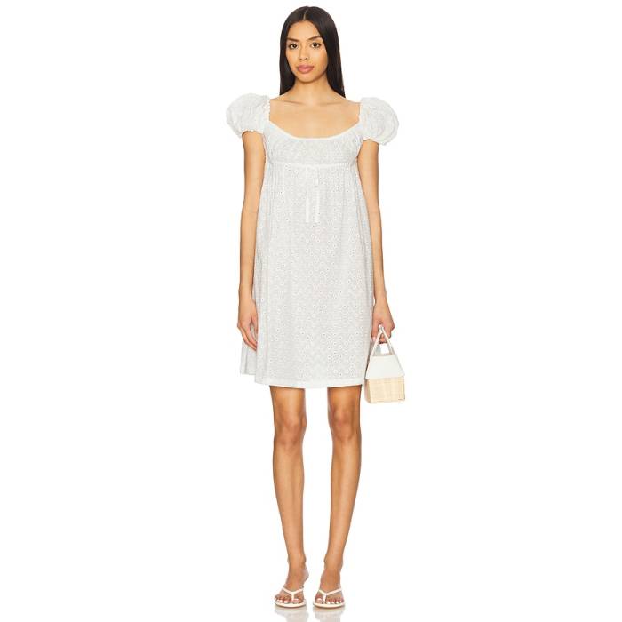 Yuhan Wang 【 Puff Sleeve Embroidered Dress Women White 】 Sleeve 衣袂 御召しもの レディース 白いこと 白いこと