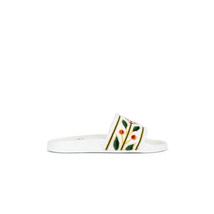 カサブランカ Casablanca 【 Embroidered Terry Slider Men White 】 メンズ 白いこと 白いこと