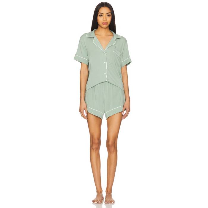 エバージェイ Eberjey 【 Gisele Relaxed Short Pj Set Women Eucalyptus \u0026Amp; Ivory 】 レディース 象牙色