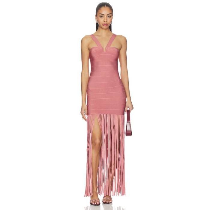 Nbd 【 Jaeke Fringe Maxi Dress Women Pink 】 お召しもの レディース pink サクラ色