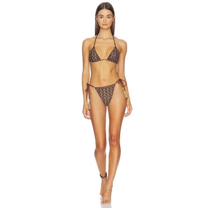 Hanne Bloch 【 Knit Triangle Bikini Set Women Brown 】 編み物 レディース 赤銅色 赤銅色