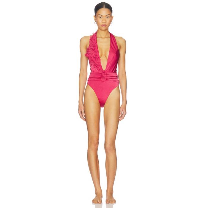 Patbo 【 Sunstone Plunge Bodysuit Women Dark Pink 】 上半身背広 レディース pink さくら色