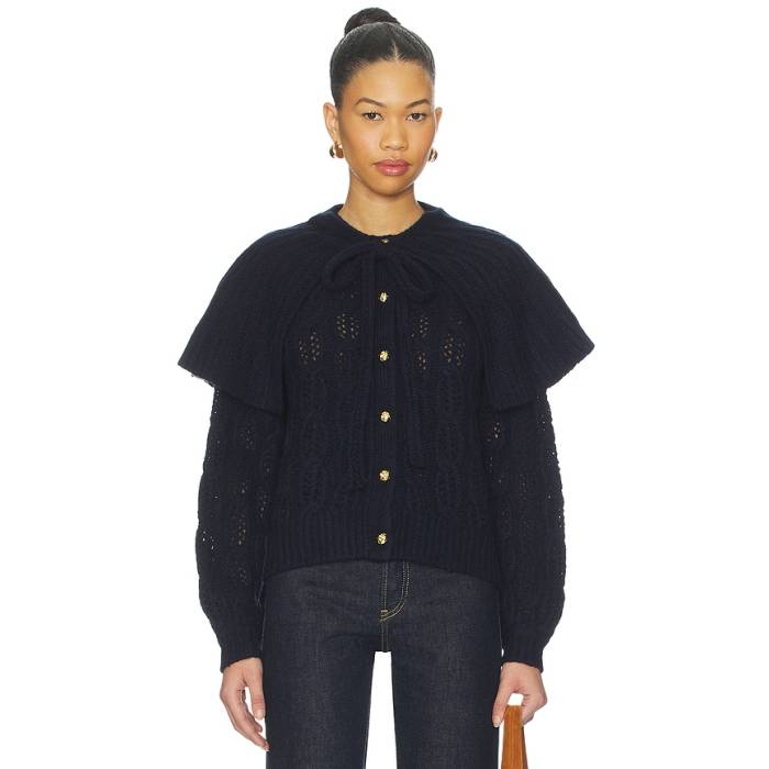 ひな形 Frame 【 Cape Sweater Women Navy 】 調教師 レディース 紺色 米国海軍