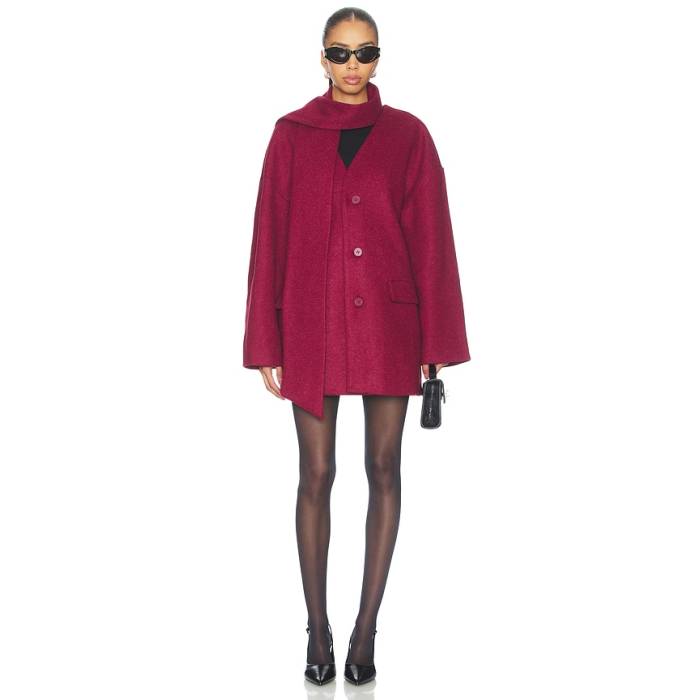All The Ways 【 Stevie Scarf Coat Women Burgundy 】 えり巻き レディース ぶどう酒色・バーガンディー