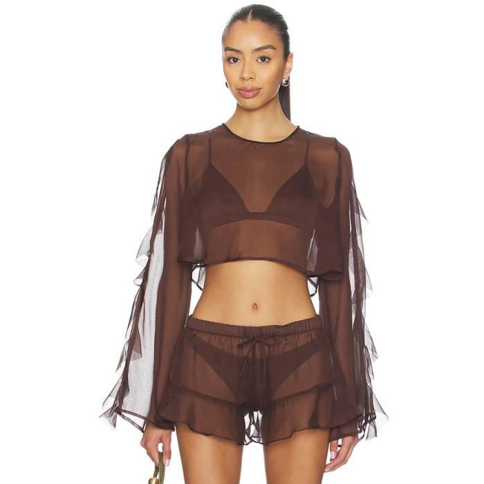 Shani Shemer 【 X Revolve Thoma Cropped Shirt Women Espresso 】 レディース｜スニケス 32,435円